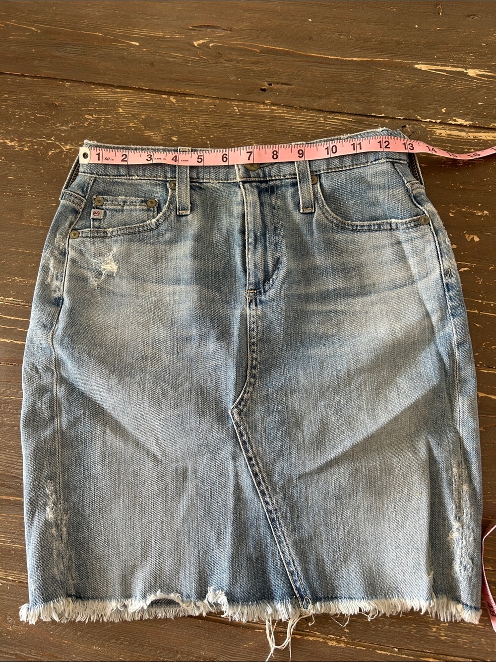 AG Adriano Goldschmied Light Blue Denim Pencil Skirt